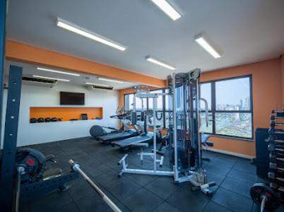 Fitness centrum a/nebo fitness zařízení v ubytování Estúdio Lindíssimo com Varanda!