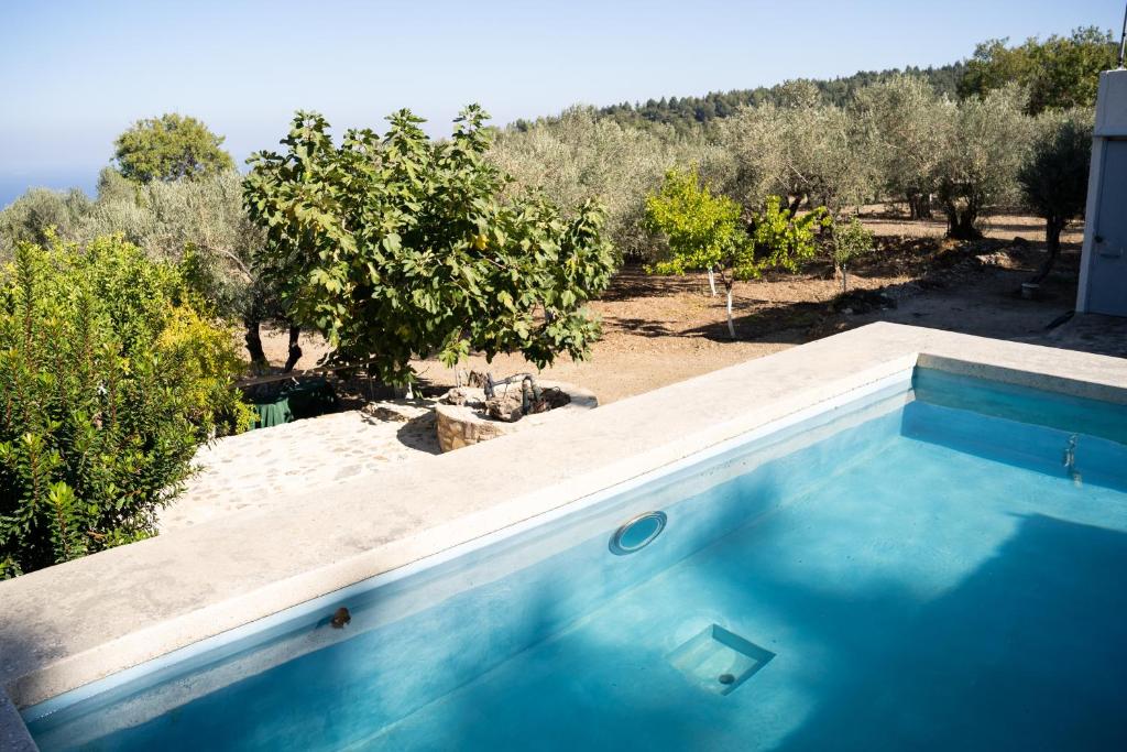 The swimming pool at or close to Chaihoutes stone villa into Olive farm in Zia