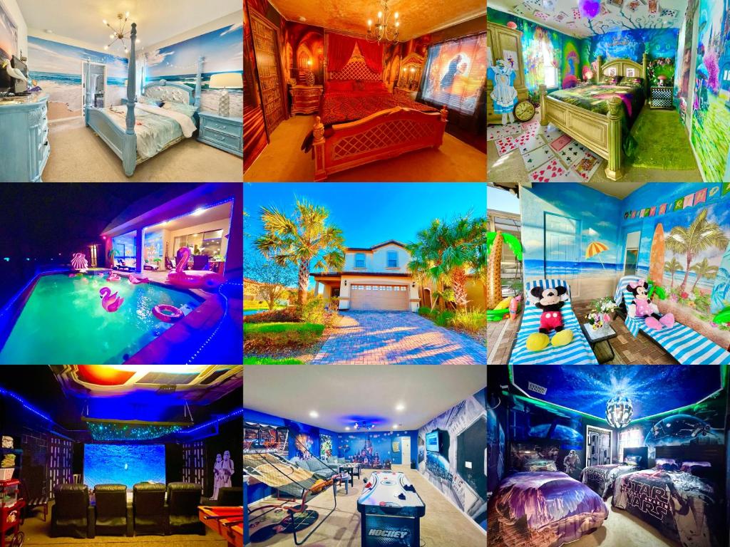 a collage of photos of a house with a pool at Disney Vacation Resort with private pool in Kissimmee