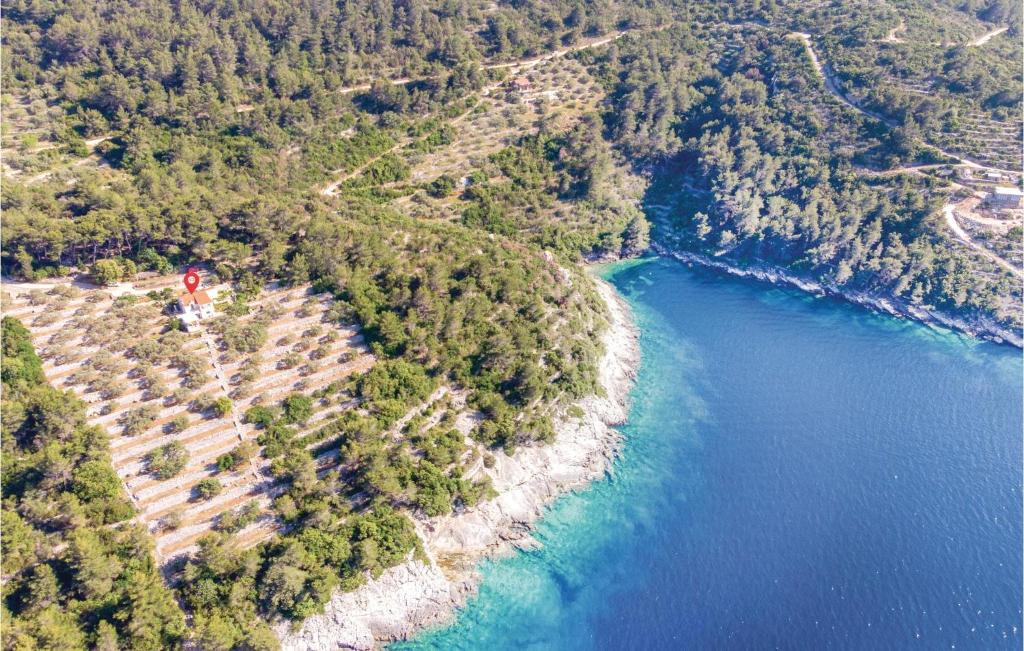 an aerial view of a body of water with trees at Beautiful Home In Vela Luka With 2 Bedrooms And Jacuzzi in Vela Luka