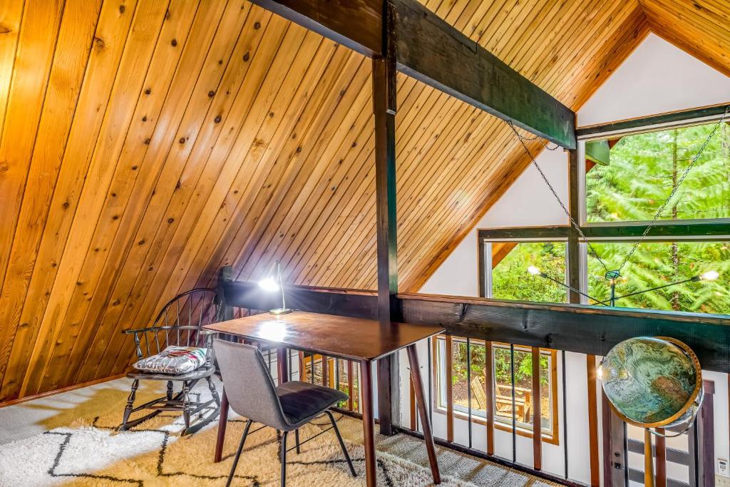 Balkón nebo terasa v ubytování Alderbrook A-Frame