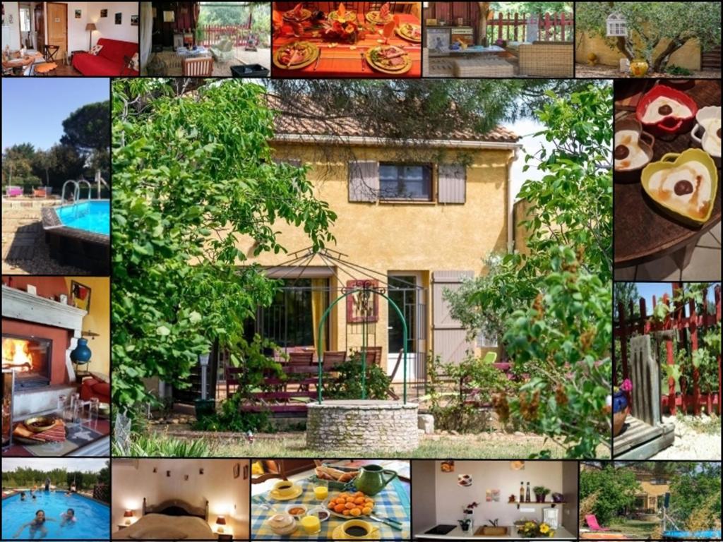 貝勒加德的住宿－馬斯樂杜瑞蘇酒店，房屋和游泳池图片的拼贴