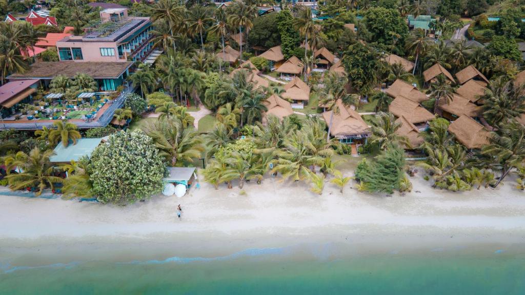 an aerial view of a resort on a beach at K.B. Resort in Ko Chang