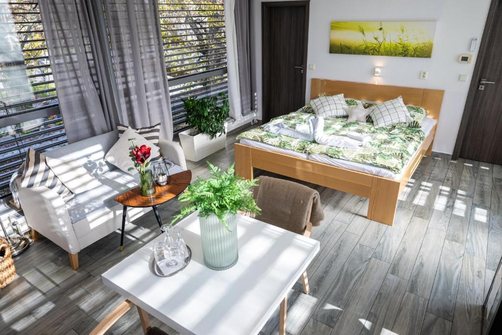 Postel nebo postele na pokoji v ubytování Atelier Lanna