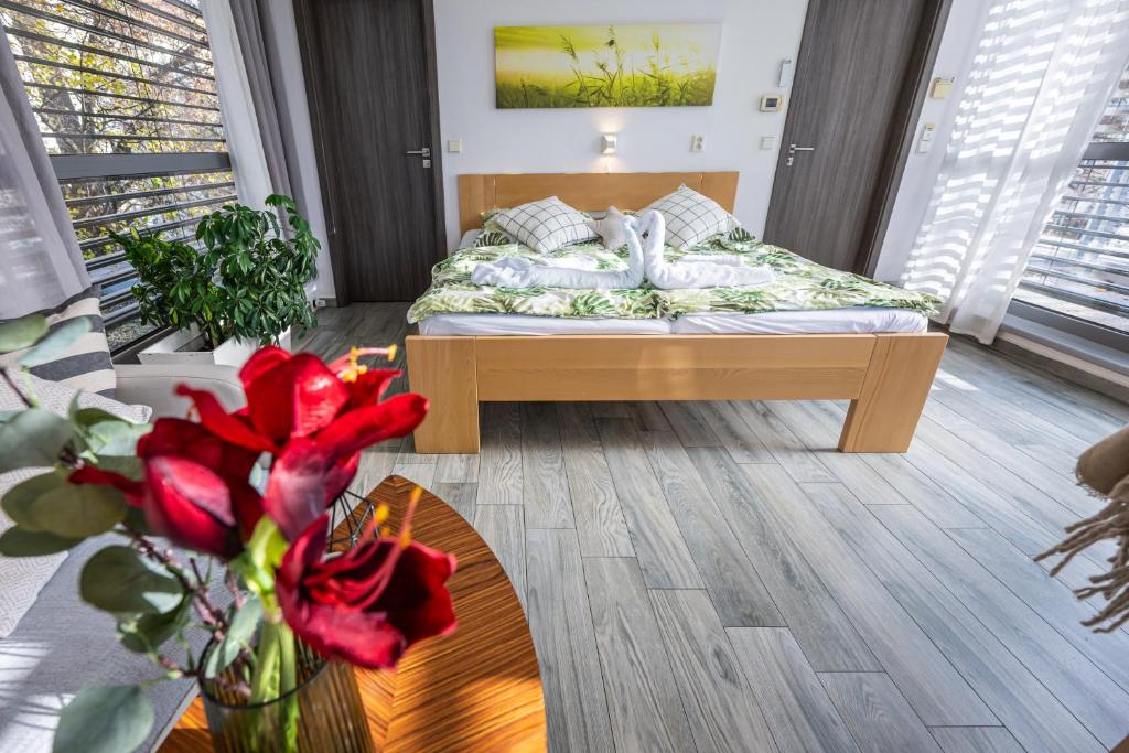 Postel nebo postele na pokoji v ubytování Atelier Lanna