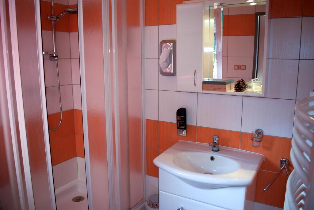 Koupelna v ubytování Penzion Rak Wellness