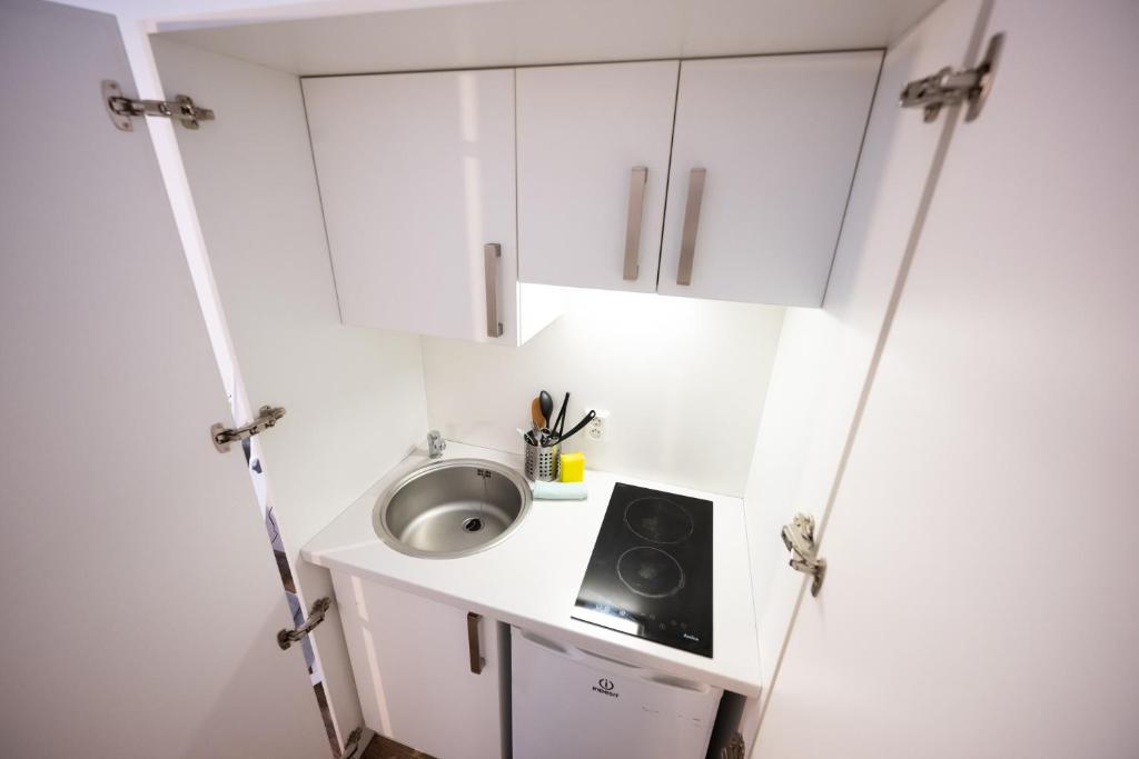 Kuchyň nebo kuchyňský kout v ubytování Apartmány Lanna