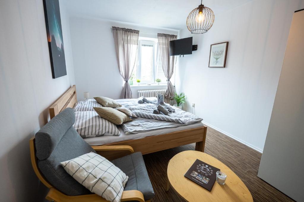 Postel nebo postele na pokoji v ubytování Apartmány Lanna