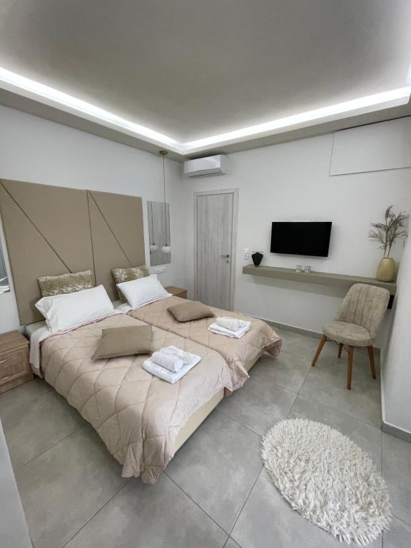 Postel nebo postele na pokoji v ubytování Sea View Apts & Suites by Pachiplex