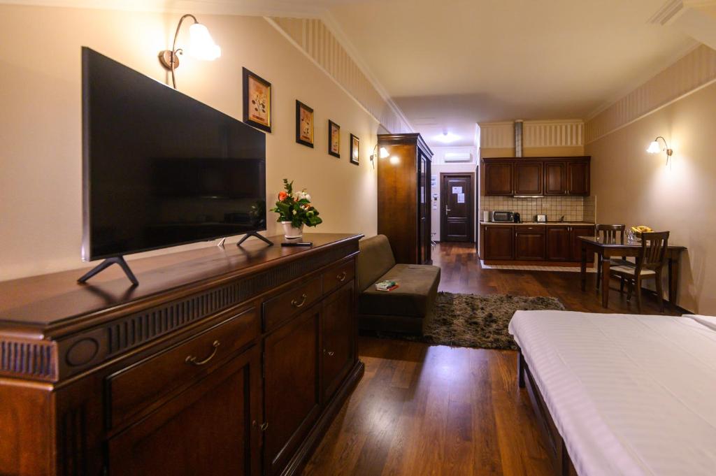 TV a/nebo společenská místnost v ubytování Aparthotel Iosefin Residence