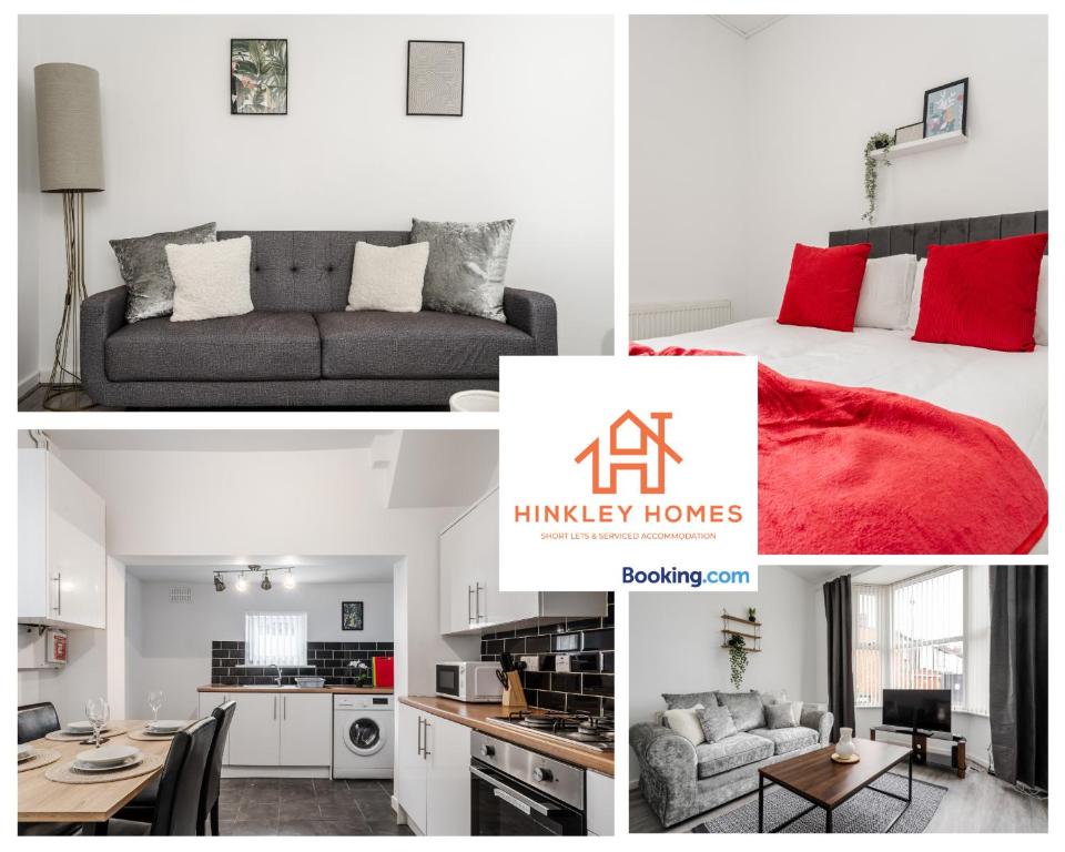 un collage di foto di una camera da letto e di un soggiorno di Stylish Home 8 Guests - Liverpool - Free Wifi & Parking By Hinkley Homes Short Lets & Serviced Accommodation a Liverpool