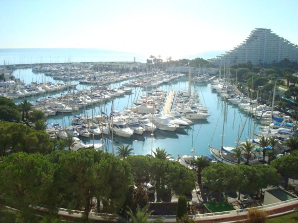 un groupe de bateaux amarrés dans un port dans l'établissement Location Appart Climatisé - 4 Couchages - Villeneuve-Loubet Plage - FR-1-252A-32, à Villeneuve-Loubet