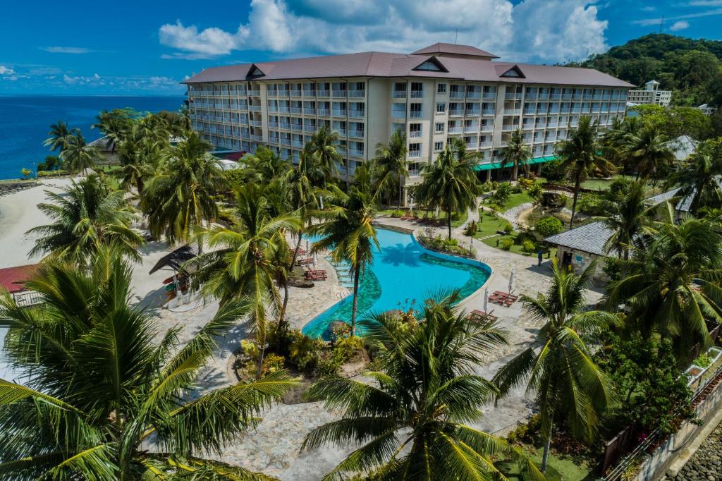 an aerial view of the resort at Palau Royal Resort in Koror