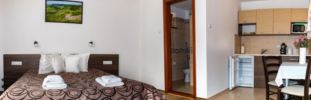 Kuchyň nebo kuchyňský kout v ubytování Casa Tofi Vendégház