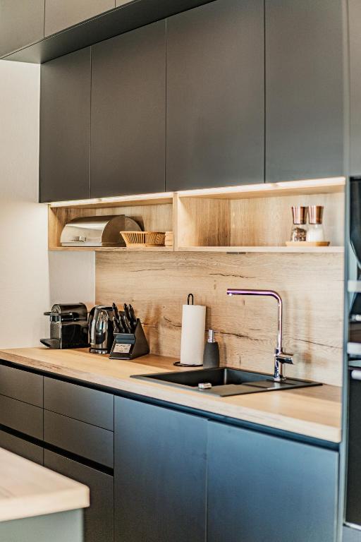 Kuchyň nebo kuchyňský kout v ubytování Dachstein West Apartment T5