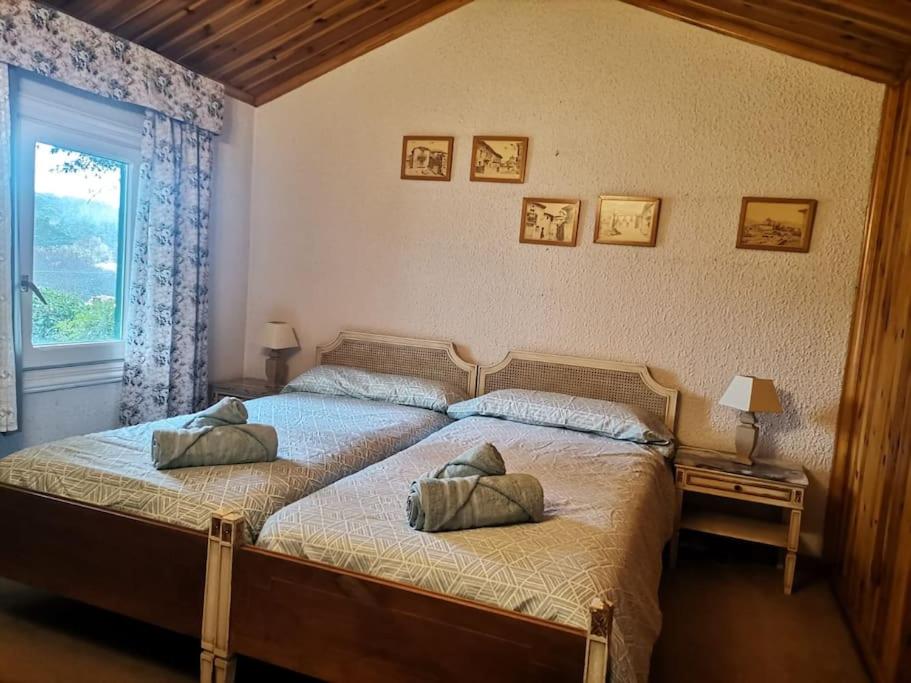 sypialnia z łóżkiem z 2 poduszkami w obiekcie Mirador de San Matias w mieście Covaleda
