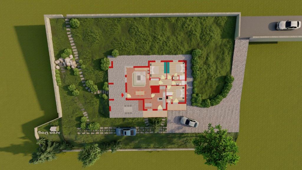 Pohľad z vtáčej perspektívy na ubytovanie Chalet Bornhome relax, sport e cultura altopiano del sole 6 ospiti - pet Frendly