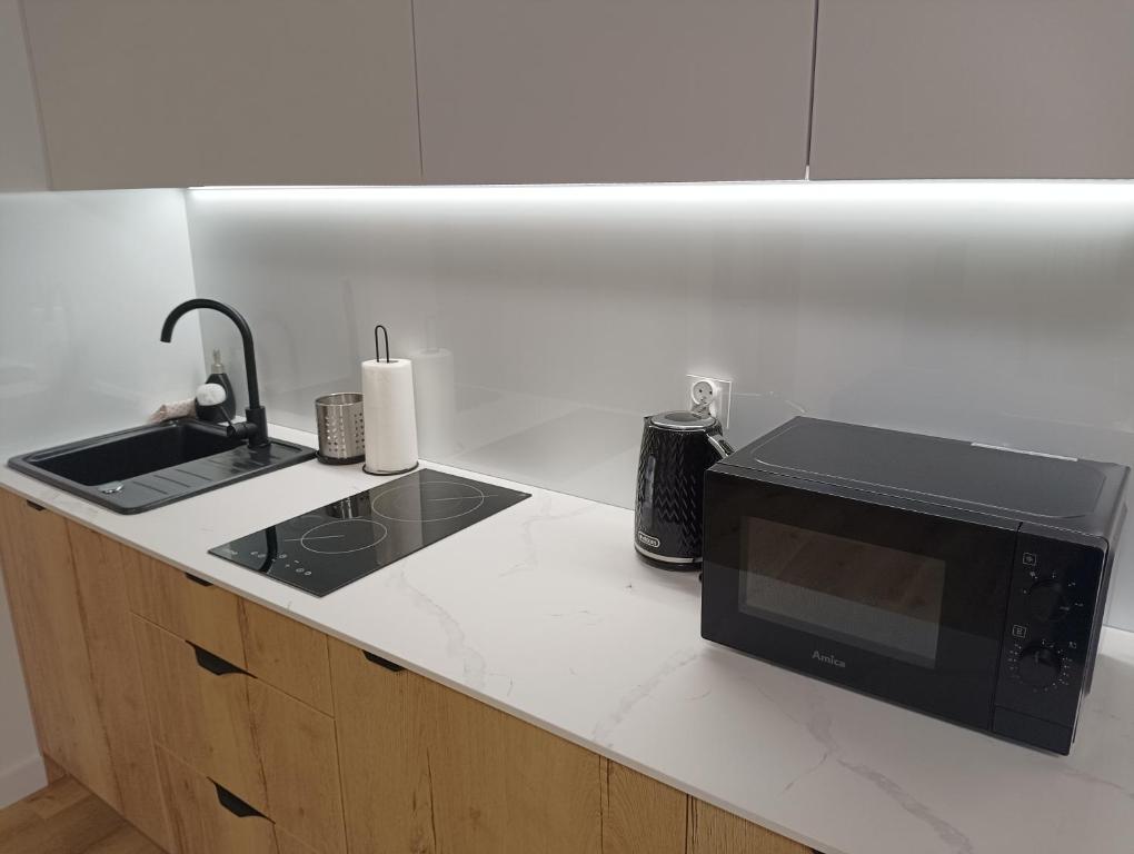 Kuchyň nebo kuchyňský kout v ubytování Apartamenty Bianka