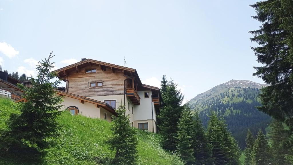 a house on the side of a hill with trees at Haus Martina in Hochfügen - ohne Verpflegung in Hochfugen