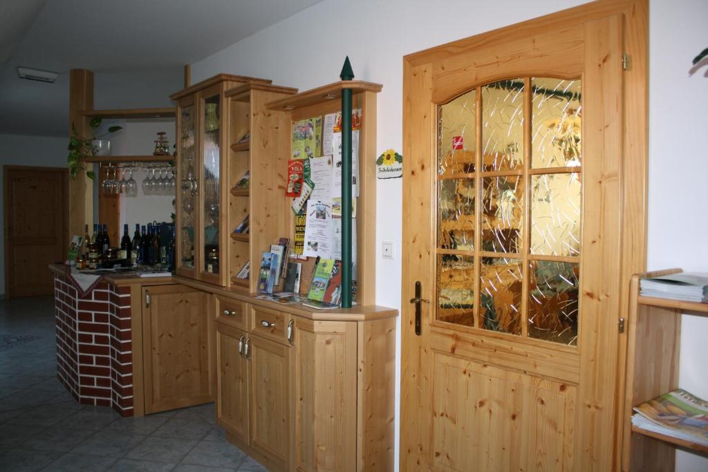 Kuchyň nebo kuchyňský kout v ubytování Landhaus Dampf