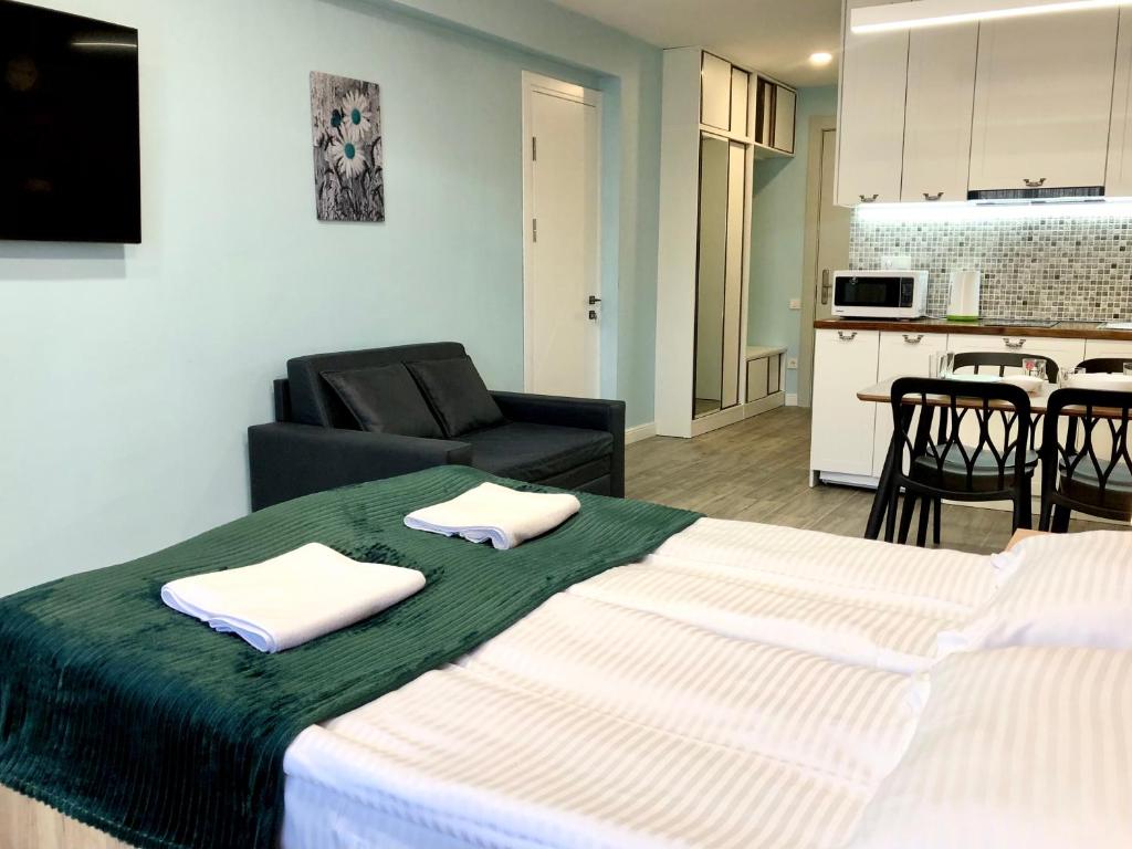 Kuchyň nebo kuchyňský kout v ubytování 2-room Apartment NFT New Gudauri Atrium Suite