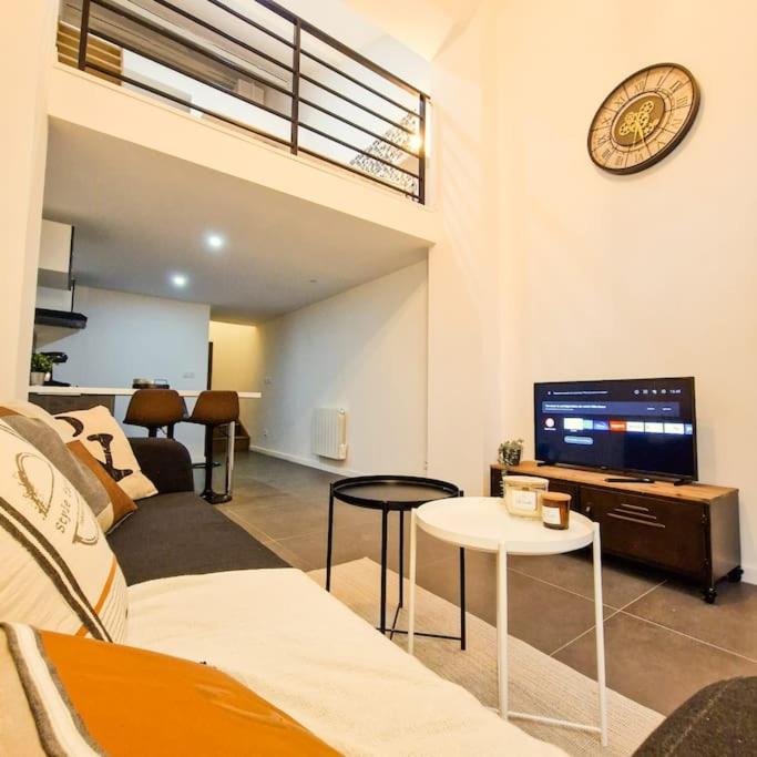 Televízia a/alebo spoločenská miestnosť v ubytovaní L’atelier C magnifique Loft avec terrasse privée