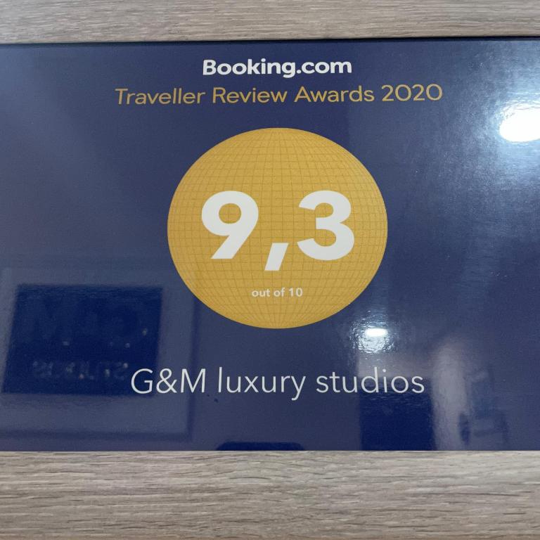 Certifikát, hodnocení, plakát nebo jiný dokument vystavený v ubytování G&M Luxury Studios