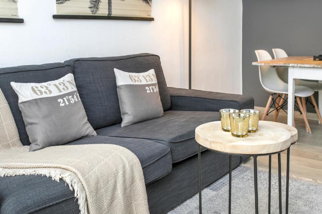 A seating area at Click&Flat Rizal