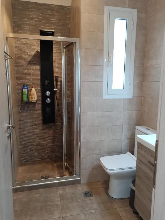 łazienka z prysznicem i toaletą w obiekcie Siggrou apartment w Atenach