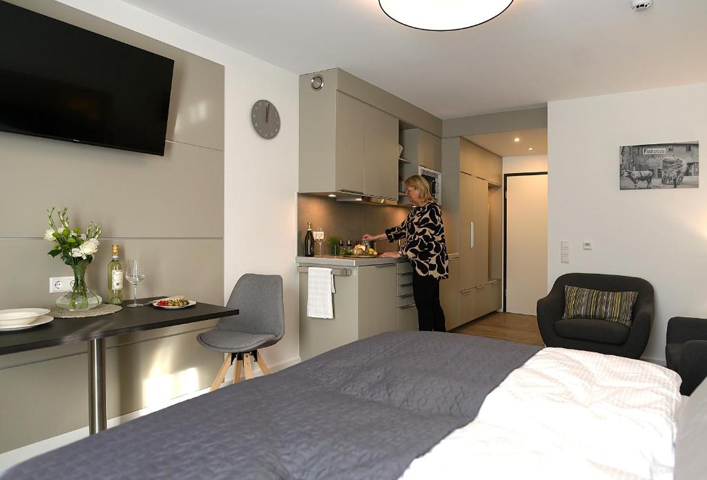 Kuchyň nebo kuchyňský kout v ubytování Gandersheimer Boardinghouse