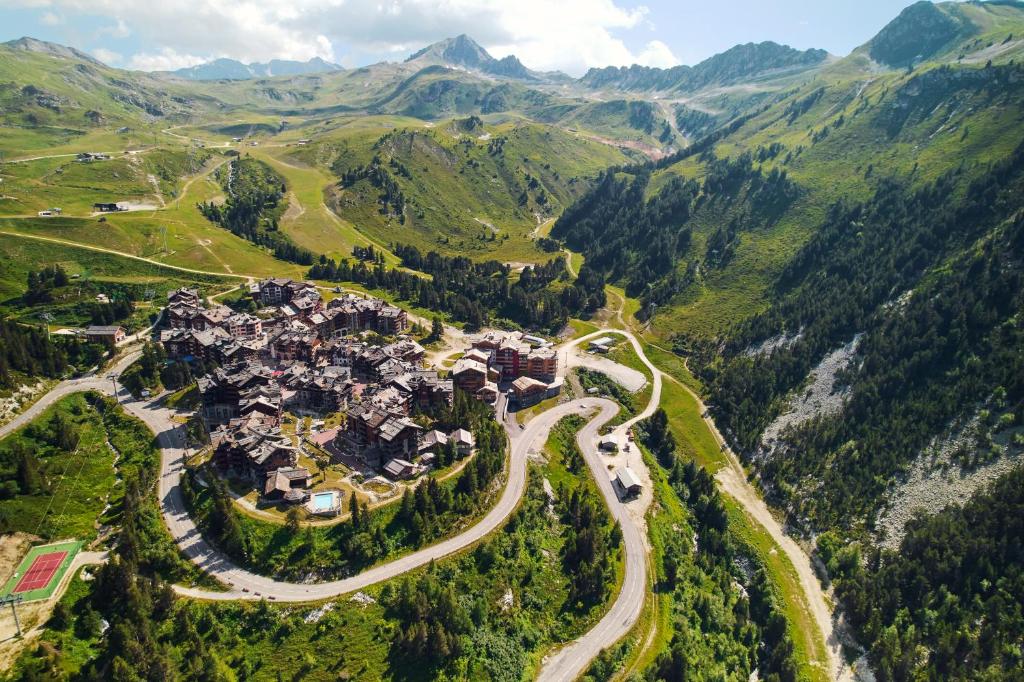 an aerial view of a village in the mountains at Résidence Pierre & Vacances Premium Arc 1950 Le Village in Arc 1950