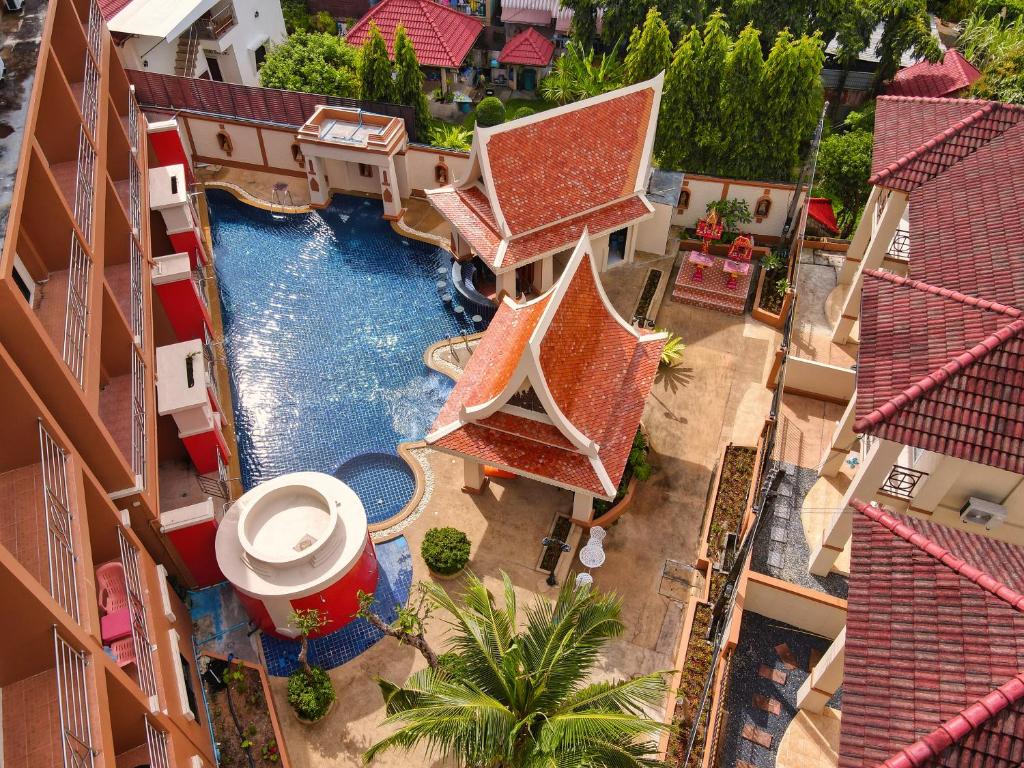 an aerial view of a resort with a swimming pool at My Friend's House Karon in Karon Beach