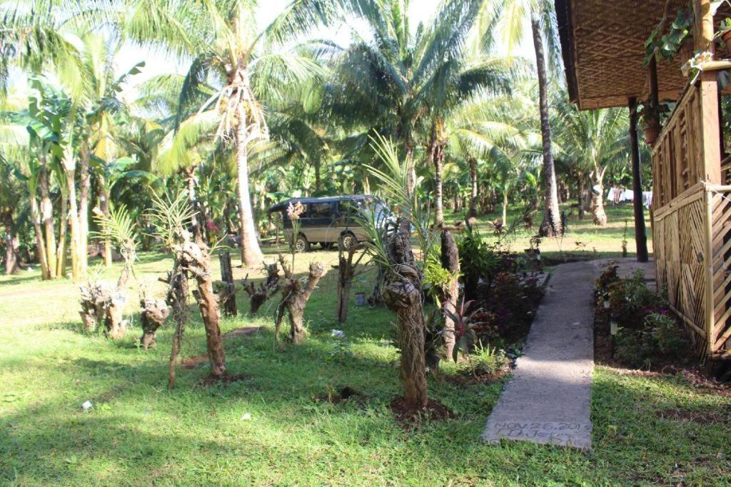 a path next to a house with palm trees at Taylors Country Home by Taylors Traveller's Inn- The Grande Second Floor in Catarman