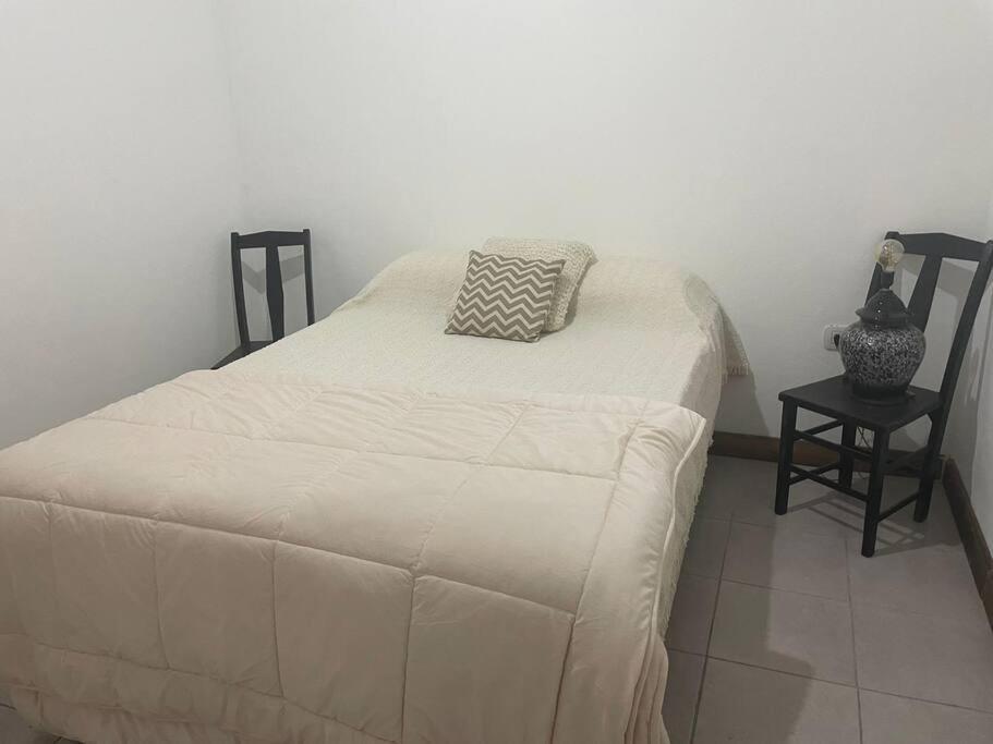 1 dormitorio con cama con almohada en Casa Clara en Gualeguaychú