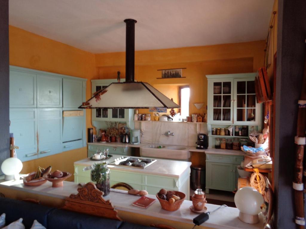 Kuchyň nebo kuchyňský kout v ubytování Villa Rodialos
