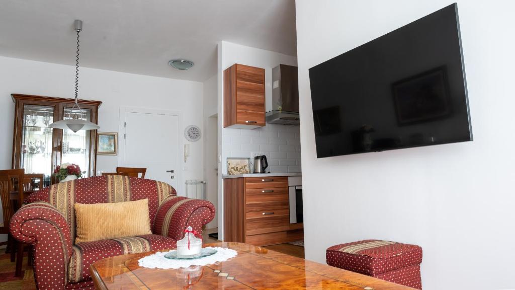 Televízia a/alebo spoločenská miestnosť v ubytovaní Apartments Zagreb West