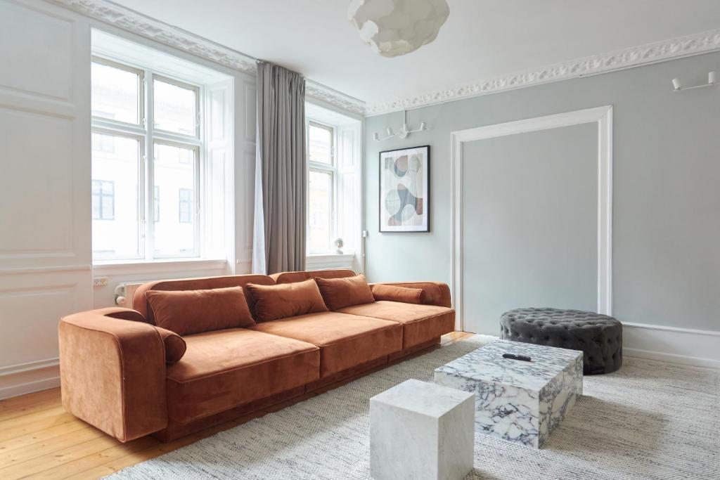 אזור ישיבה ב-Large Modern Flats By Meat Packing District in central Copenhagen