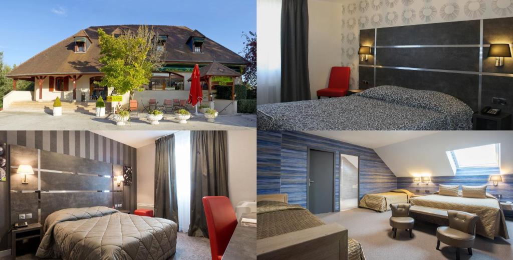 a group of four pictures of a hotel room at Hostellerie St Vincent in Nuits-Saint-Georges