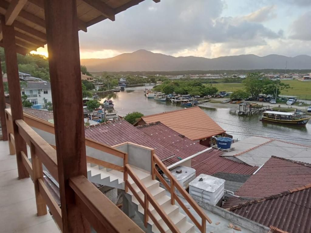 a view of a river from a balcony at Pousada Porto do Torquato in Florianópolis