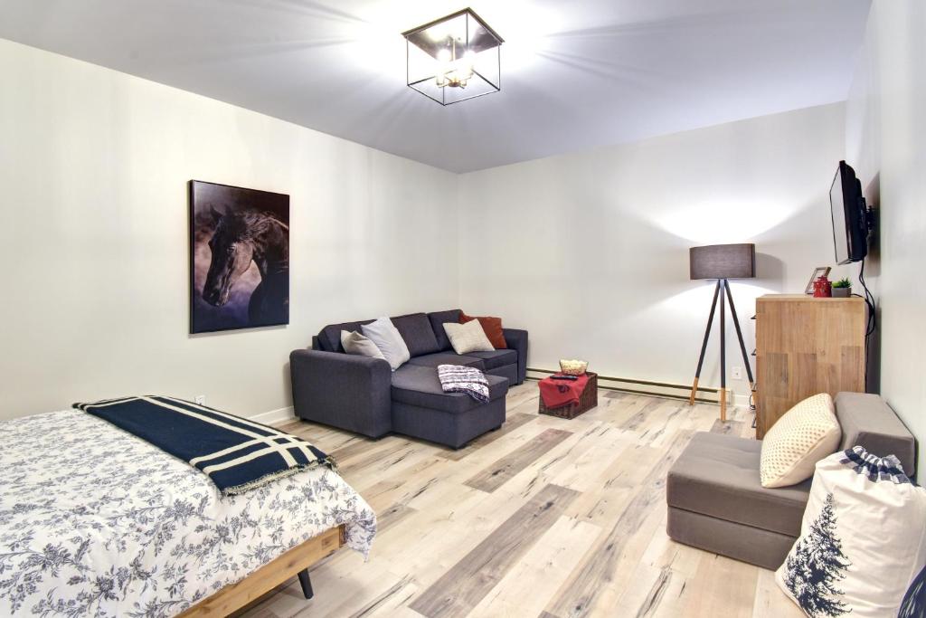 TV a/nebo společenská místnost v ubytování Rental condo Tremblant-les-Eaux