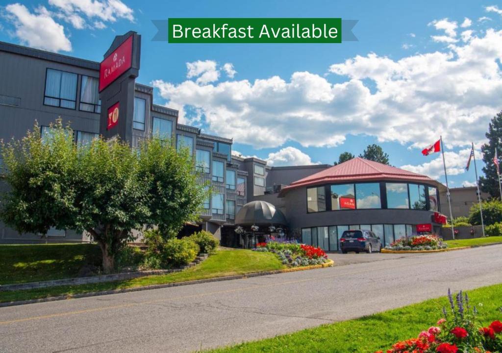 a rendering of the front of a break least available hotel at Ramada by Wyndham Kamloops in Kamloops
