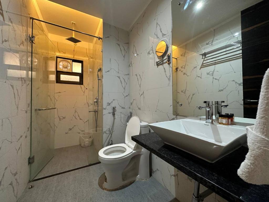 Koupelna v ubytování Hotel Hardik Palacio