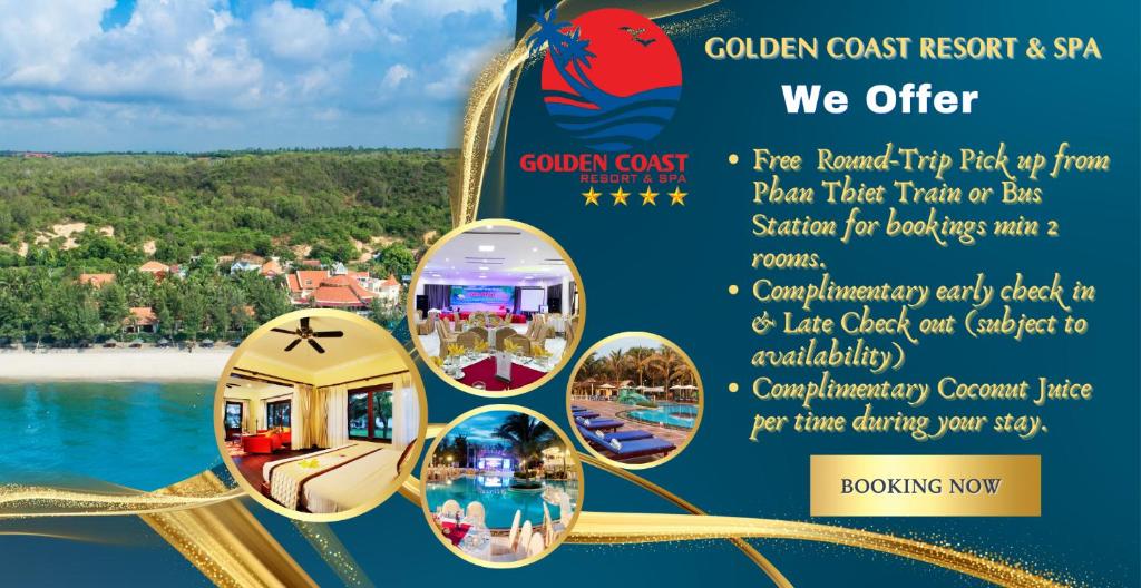 a flyer for golden coast resort spa at Golden Coast Resort & Spa in Phan Thiet