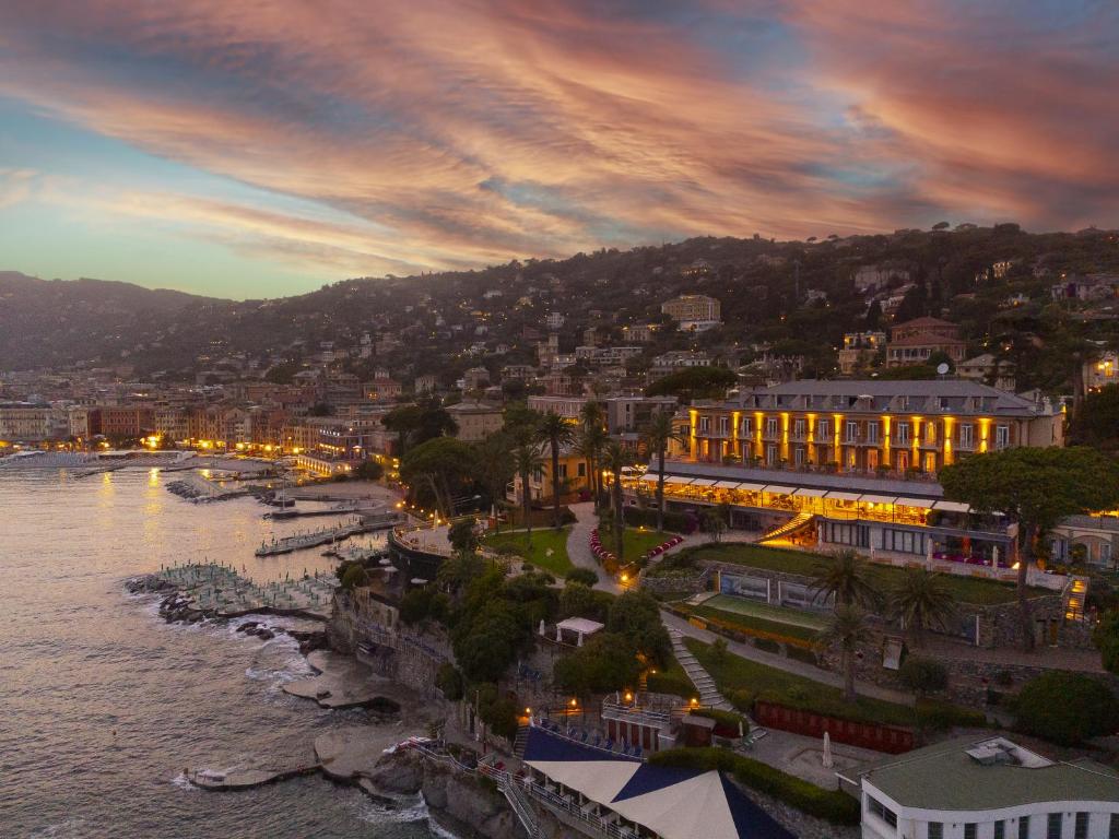 a view of a city with a river and buildings at Hotel Continental in Santa Margherita Ligure