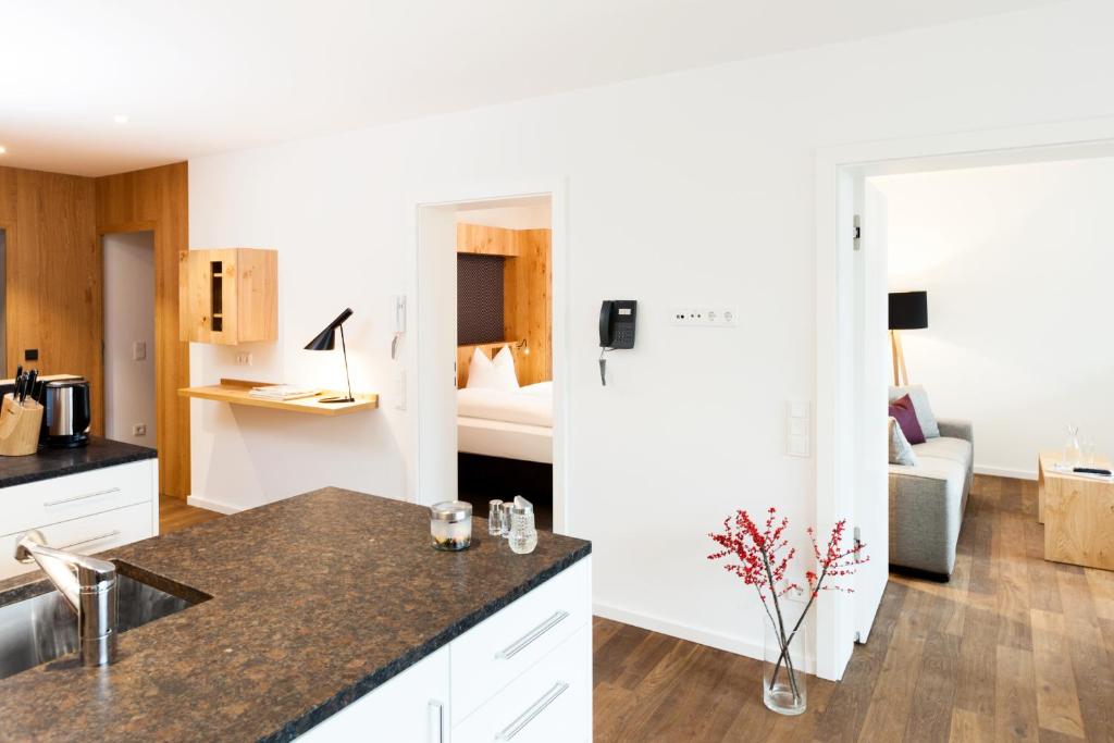 Kuchyň nebo kuchyňský kout v ubytování Valschena Appartements