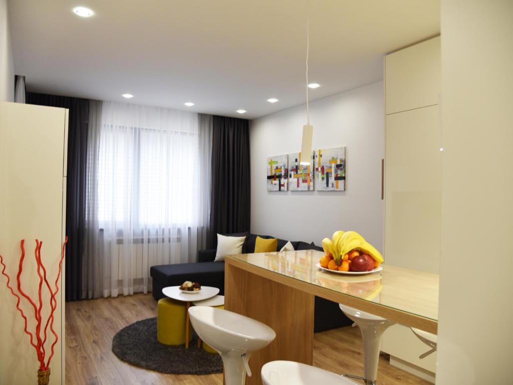 Et opholdsområde på Borovets Gardens Luxury apartment E11