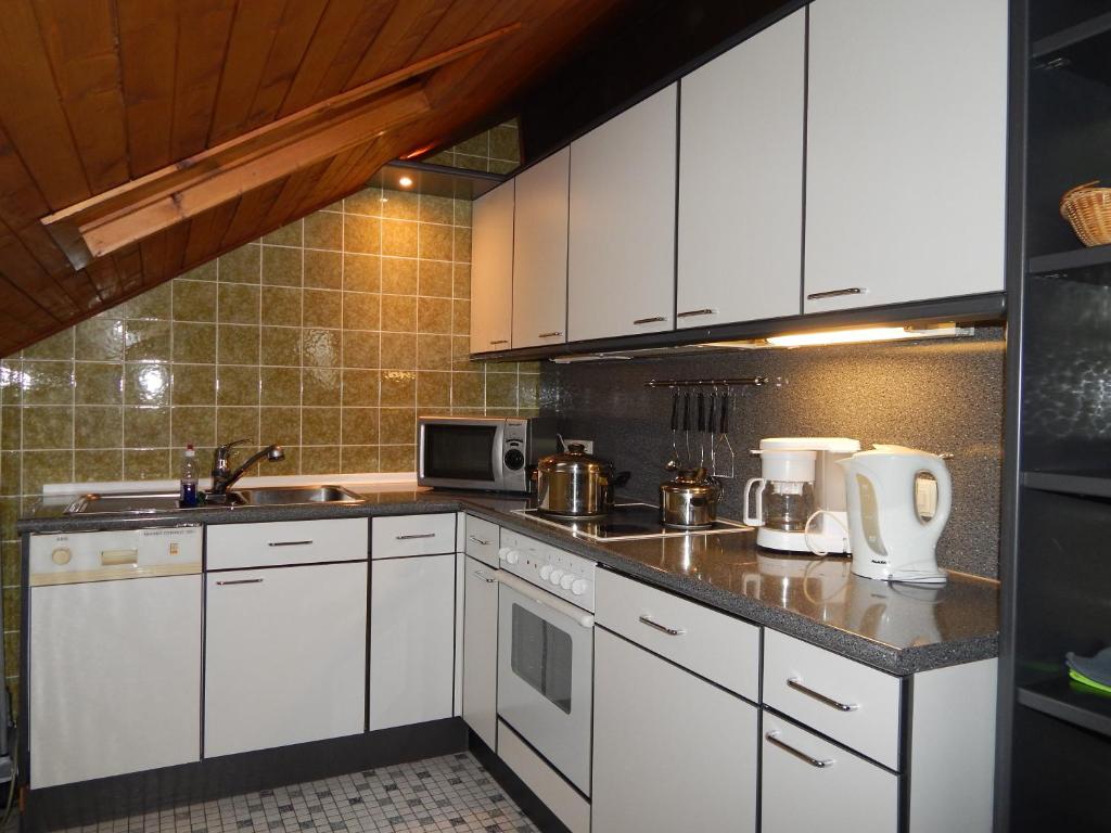 Kuchyň nebo kuchyňský kout v ubytování Hotel Jägersruh