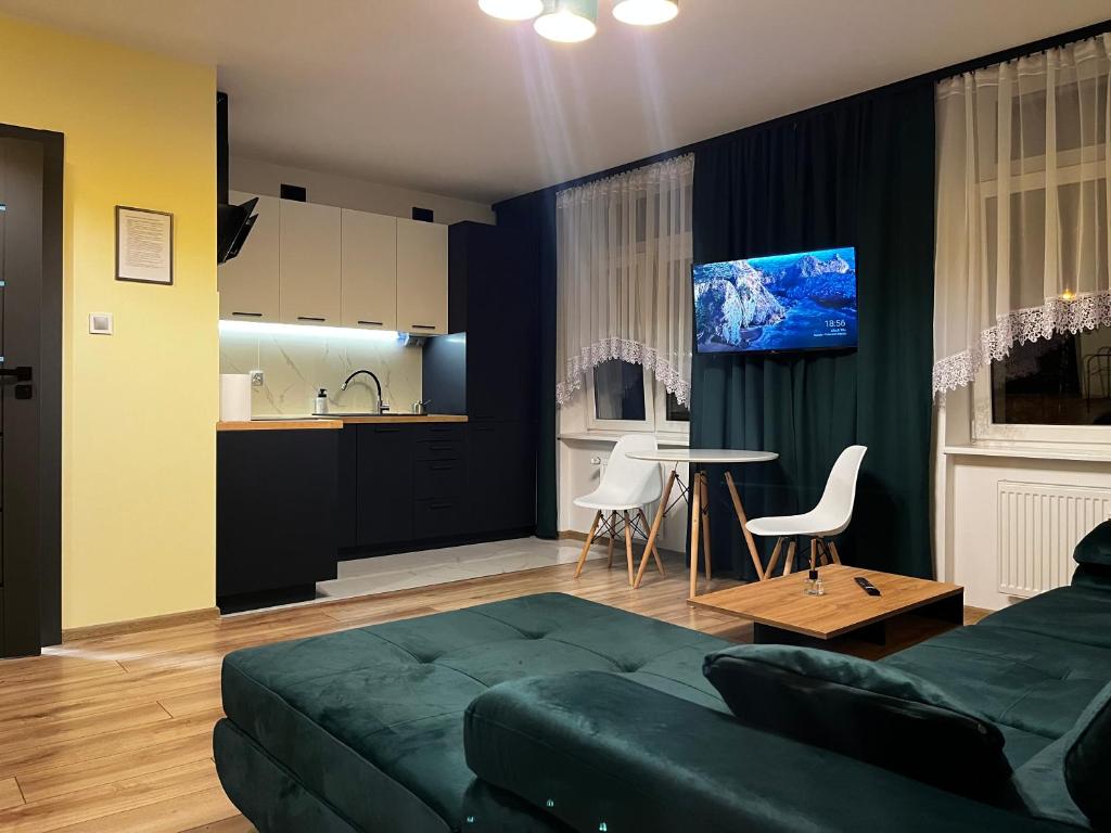 Televízia a/alebo spoločenská miestnosť v ubytovaní Komfortowy Apartament w centrum