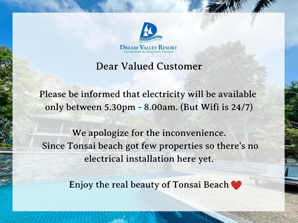 Un folleto para un evento en la verdadera belleza de la playa turística en Dream Valley Resort, Tonsai Beach, en Tonsai Beach