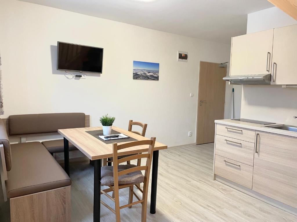 Kuchyň nebo kuchyňský kout v ubytování Apartmány Na Výsluní Dolní Morava